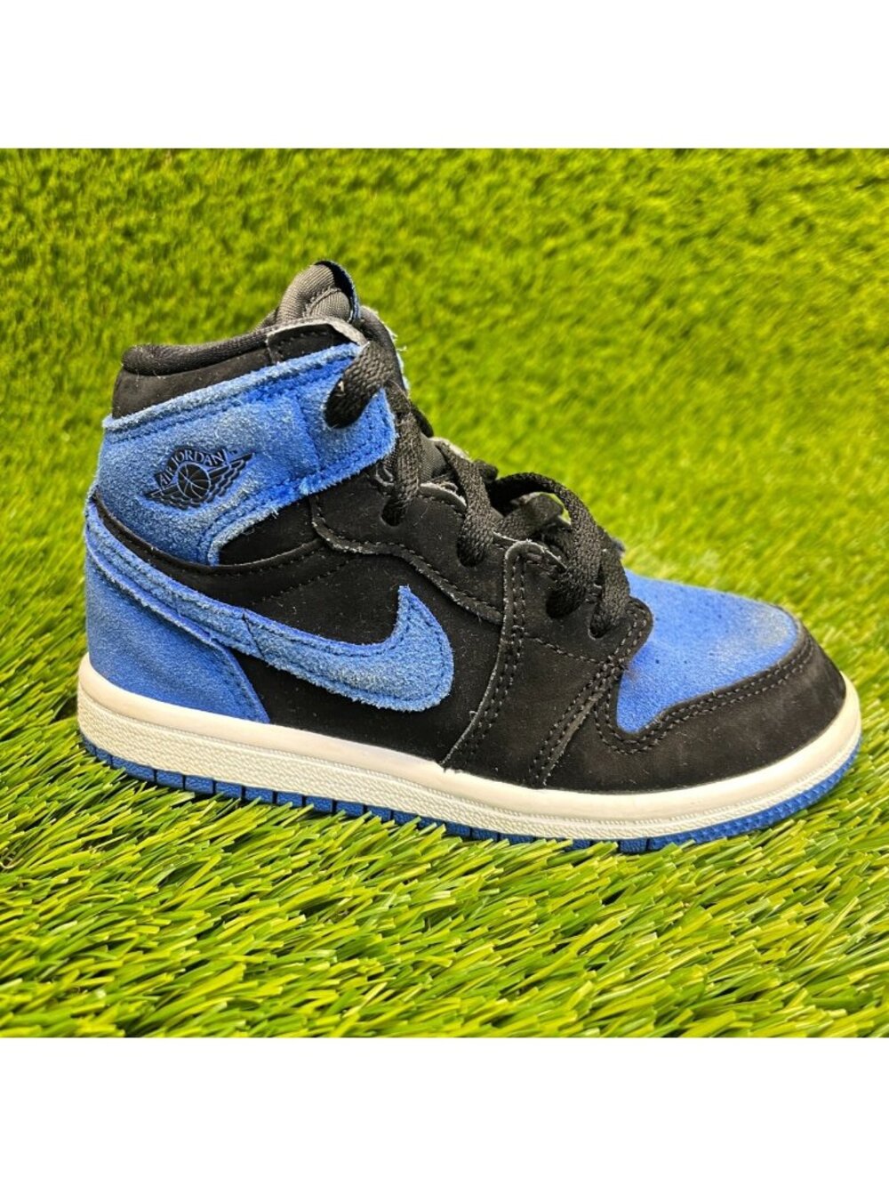 Nike Air Jordan 1 Retro High OG Boys Size 9C Blue Black Basketball Shoes Sneaker